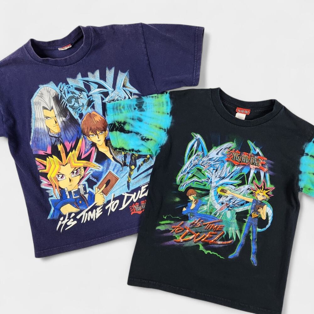 Vintage 90s Yu-Gi-Oh! Shirt Bundle Youth M 8 Blue Eyes Dragon Hologram Medallion